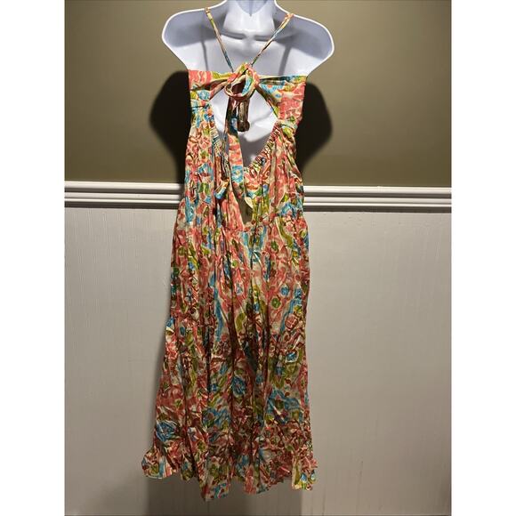 House of Harlow Printed Buttondown Tie Sleeveless Bohemian Maxi Dress New M - Picture 6 of 9